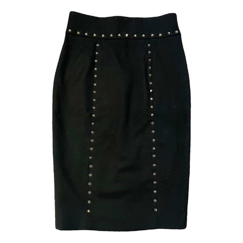 Brand New Black Studded Knee Skirt Size40 Made in Italy By FLAVIO CASTELLANI